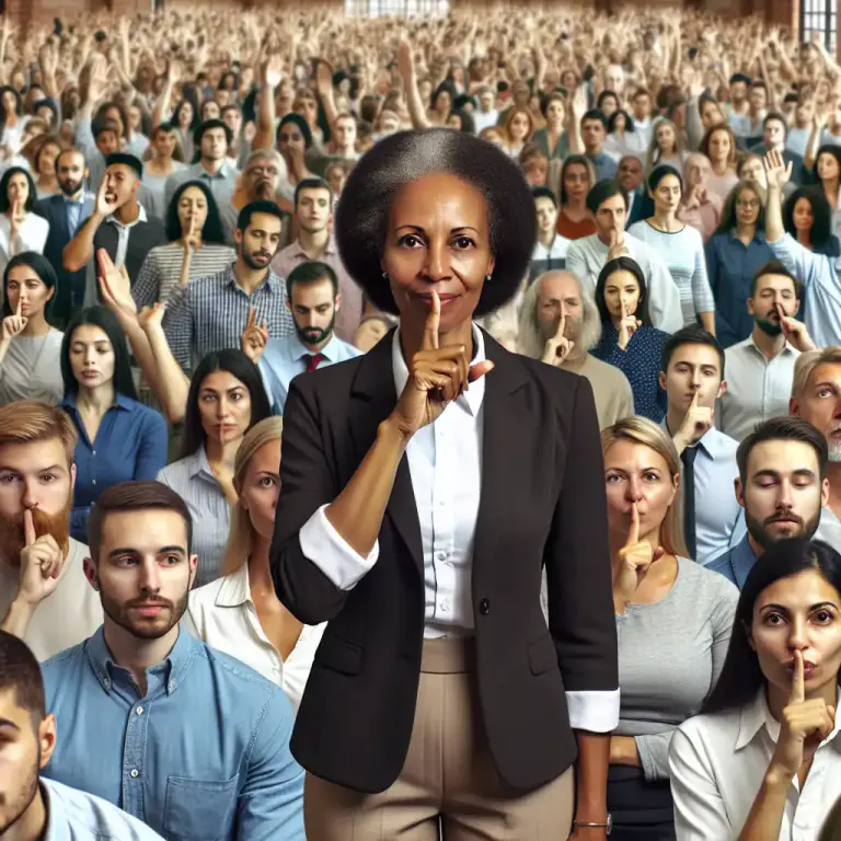 Visual representation of "quiet" - Make or become quiet