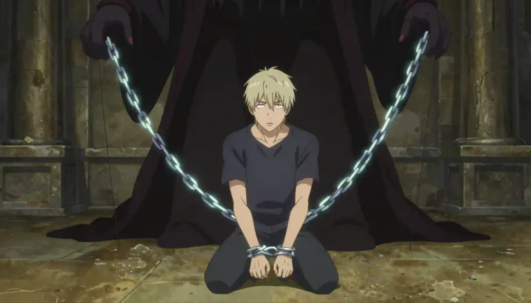 Visual representation of "thrall" - A slave, servant or person who is completely controlled by someone or something.