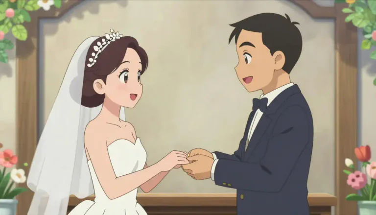 Visual representation of "wed" - To get married to someone