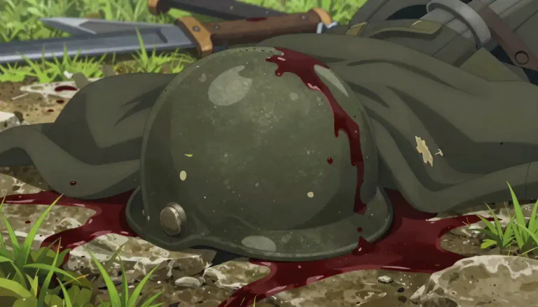 Visual representation of "gory" - Covered or stained with blood.