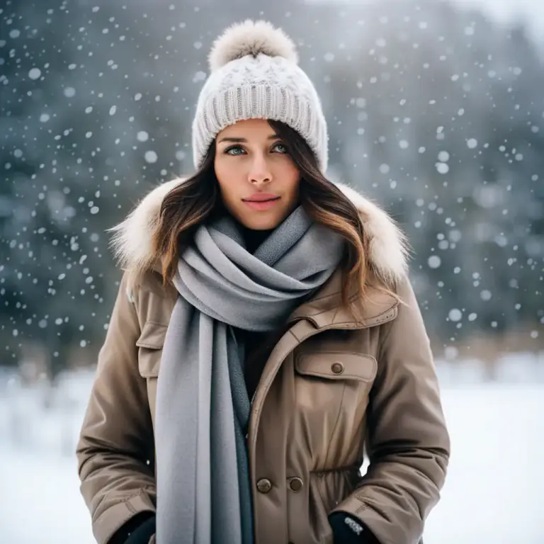 Visual representation of "bundle up" - To dress warmly in lots of clothes, especially heavy coats or scarves.