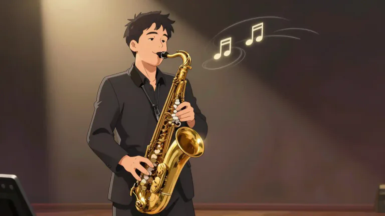 Visual representation of "saxophonist" - A person who plays the saxophone