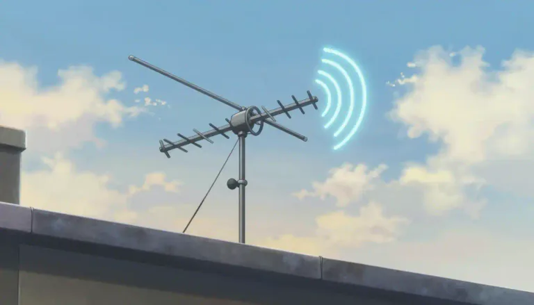 Visual representation of "antenna" - It's a rod, wire, or similar device used to send or receive radio or television signals.