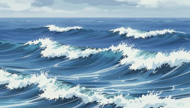 Visual representation of "whitecap" - A whitecap is the frothy, white crest of a wave, typically occurring during windy conditions when the wave breaks.