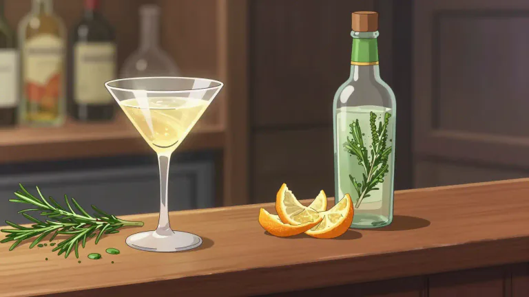 Visual representation of "vermouth" - A type of alcoholic drink flavored with herbs, often used in cocktails.