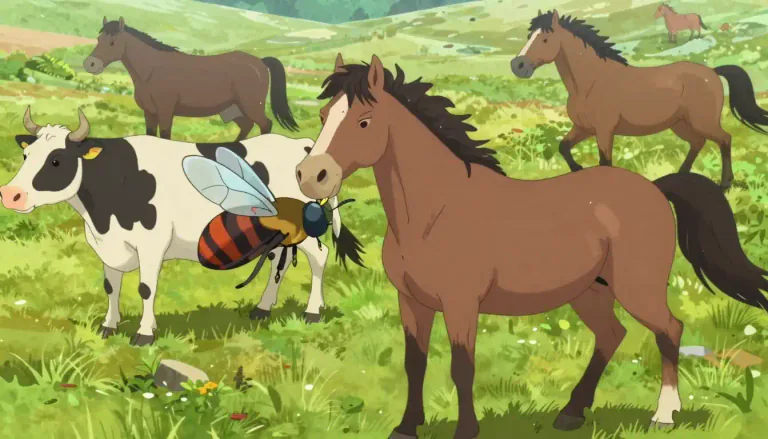 Visual representation of "gadfly" - A type of fly that bites livestock, especially horses.