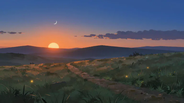 Visual representation of "nightfall" - The time when the day ends and night begins