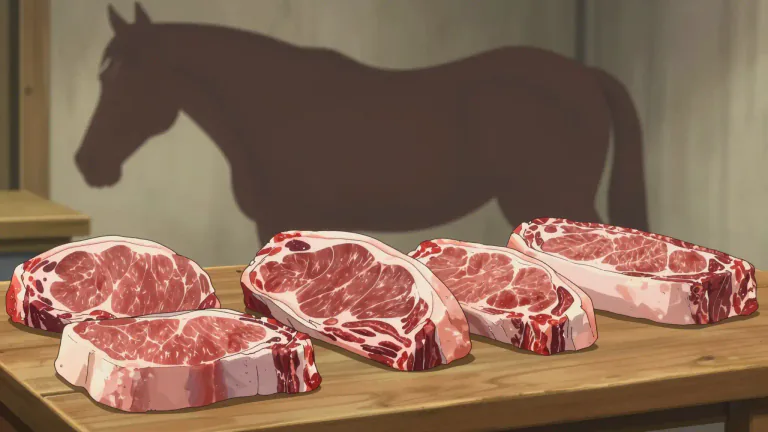 Visual representation of "horseflesh" - The flesh of a horse.