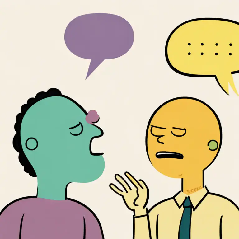 Visual representation of "disagree with" - To have different opinions with someone or something