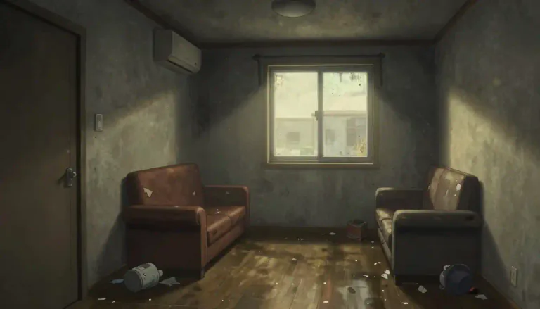 Visual representation of "dingy" - Dark and dull, often dirty