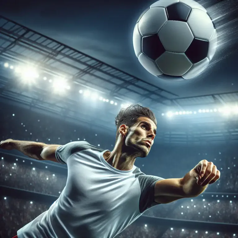 Visual representation of "header" - In football (soccer), the action of hitting the ball with the head.