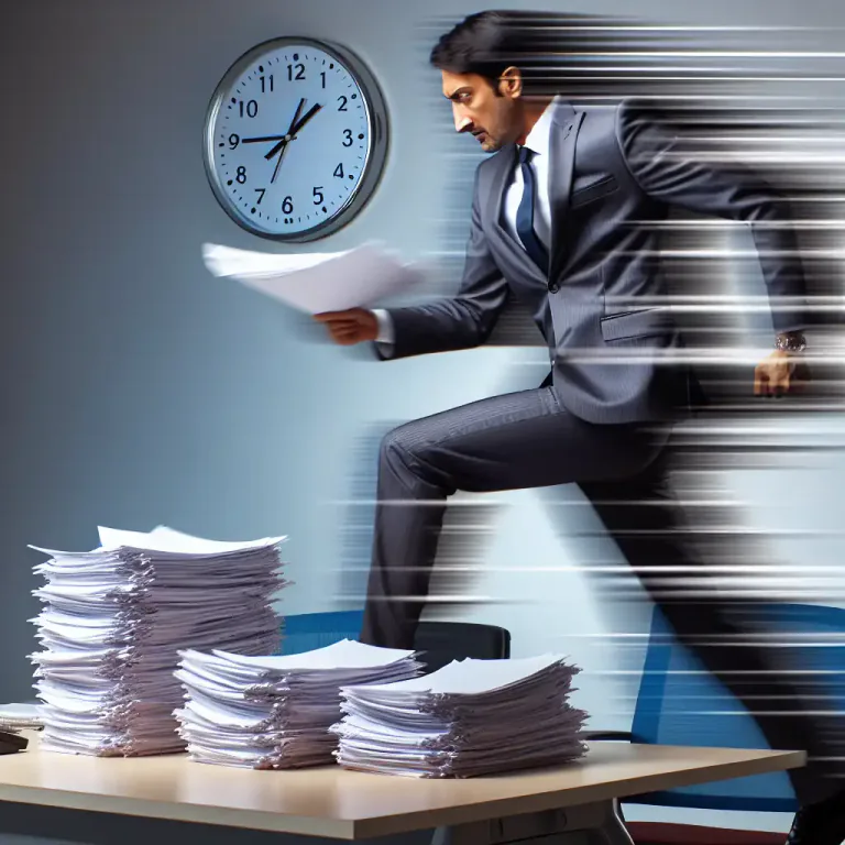 Visual representation of "gallop" - To move or progress in a hurried and often chaotic manner.