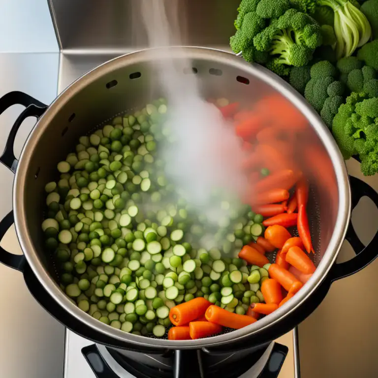 Visual representation of "steam" - To cook food by constantly surrounding it in steam