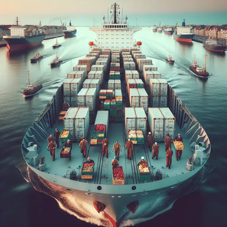 Visual representation of "reefer" - A type of ship used for carrying refrigerated cargo