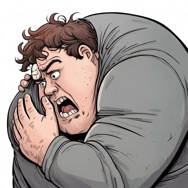 Visual representation of "in the grip of something" - Being firmly held, physically, by something or someone