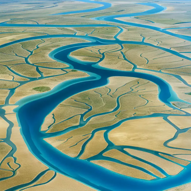 Visual representation of "delta" - A landform made from sediment that the tide or a river brings to the mouth of a river