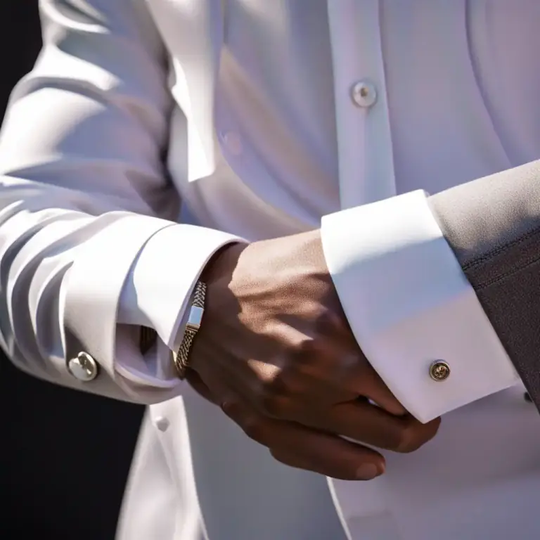 Visual representation of "wristband" - A small band that is attached to the cuff of a shirt