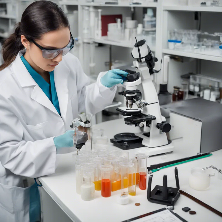 Visual representation of "analyse" - To identify and measure the chemical composition of a substance.
