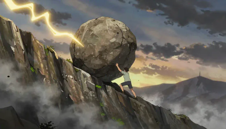 Visual representation of "sisyphean" - Something that is extremely difficult and never ending