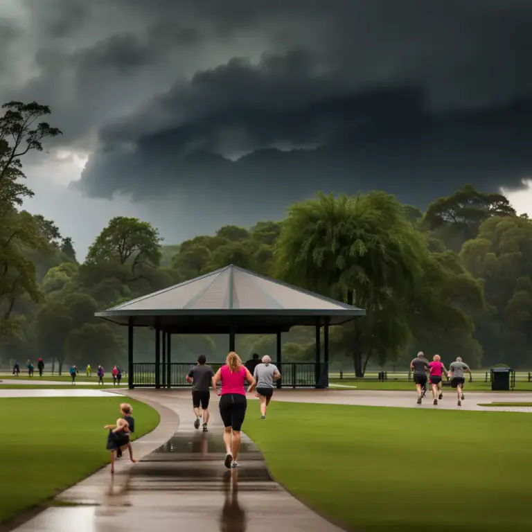 Visual representation of "get heavy" - To begin raining heavily