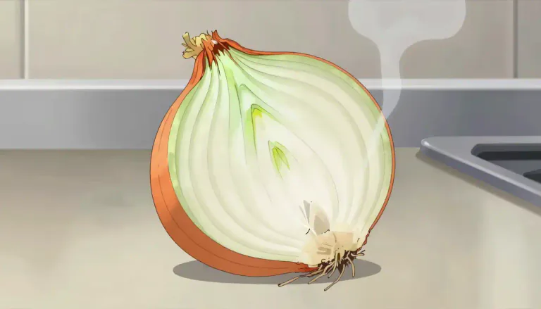Visual representation of "onion" - A round vegetable that has many layers and a strong smell and taste