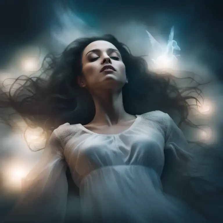 Visual representation of "life after death" - The spiritual or supernatural realm where a soul or spirit is believed to reside after one's physical death.