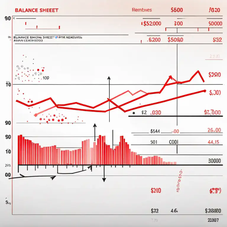 Visual representation of "be in the red" - To have more money going out than coming in; to be in debt.