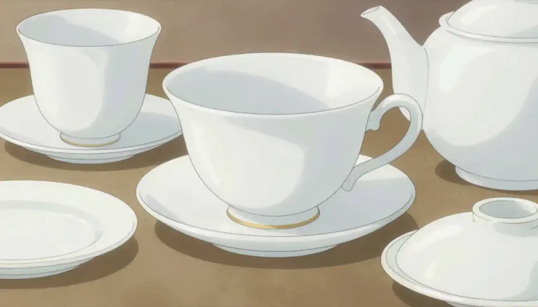 Visual representation of "china" - A type of fine white or translucent vitrified ceramic material, usually made from clay in the form of kaolin.