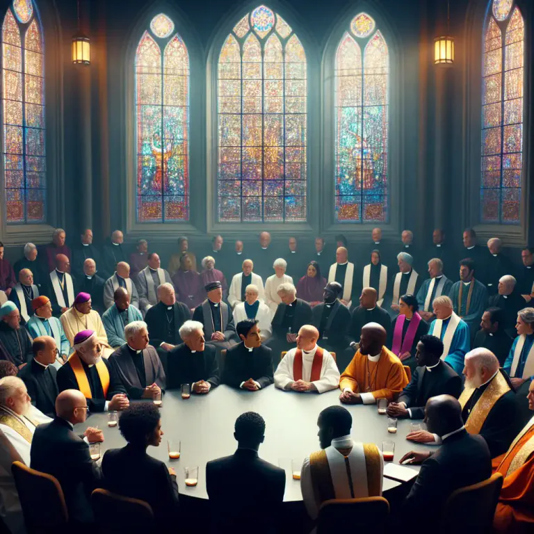 Visual representation of "synod" - A group of church leaders in certain Christian churches.