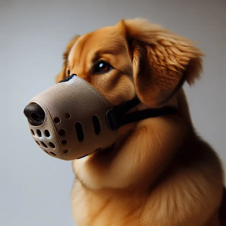 Visual representation of "muzzle" - A guard put over the mouth of a harmful or noisy animal to prevent it from biting or making noise.