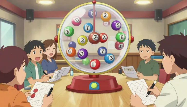 Visual representation of "lotto" - A game in which numbered balls are drawn at random and players cover the corresponding numbers on their cards.