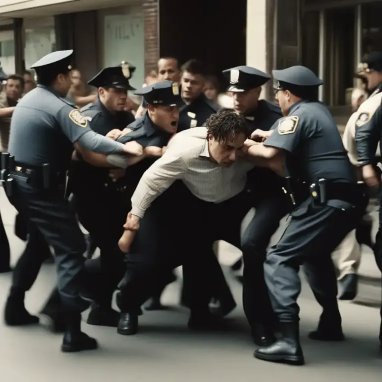 Visual representation of "run in" - To arrest someone.