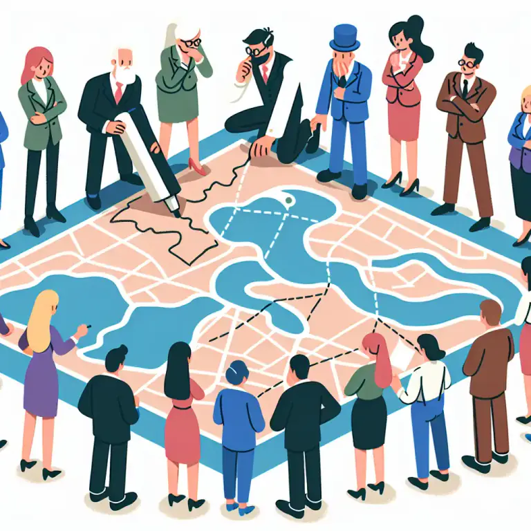 Visual representation of "redraw" - To divide into districts or constituencies again or in a different way, usually to give advantage to one political party.