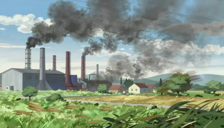Visual representation of "downwind" - Situated or occurring in a location that is affected by the wind; often used in a more technical or environmental context.