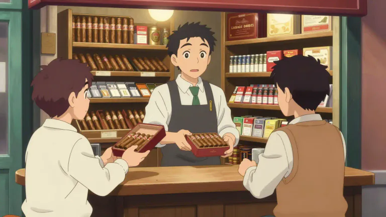 Visual representation of "tobacconist" - A person or business that sells tobacco products like cigarettes and cigars.