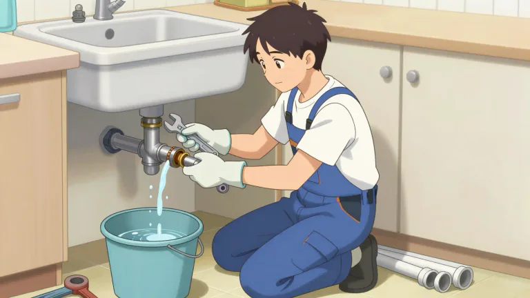 Visual representation of "plumber" - A person who installs and repairs things like sinks and pipes.