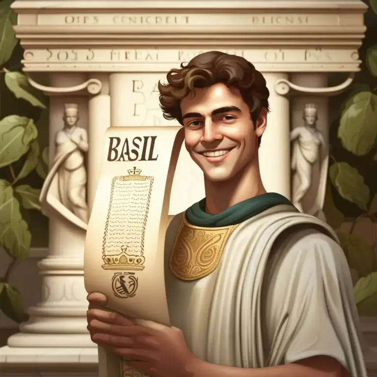 Visual representation of "basil" - A name of Greek origin which means royal or kingly.