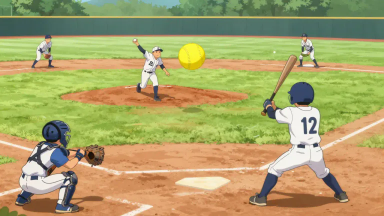 Visual representation of "softball" - A sport similar to baseball but played with a larger ball and on a smaller field.
