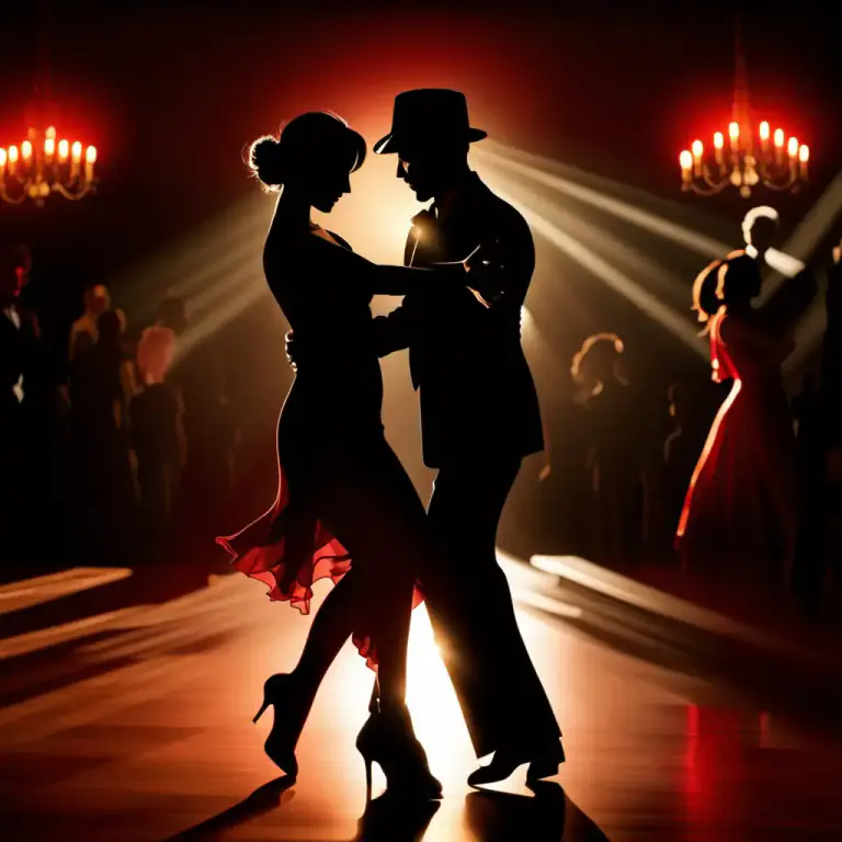 Visual representation of "tango" - To dance the tango, a style of dance, with a partner.