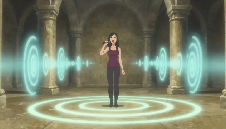 Visual representation of "resonate" - If a sound resonates, it continues to be heard; echoes.
