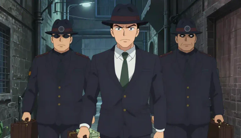 Visual representation of "gangster" - A member of a gang of criminals, especially a racketeer.