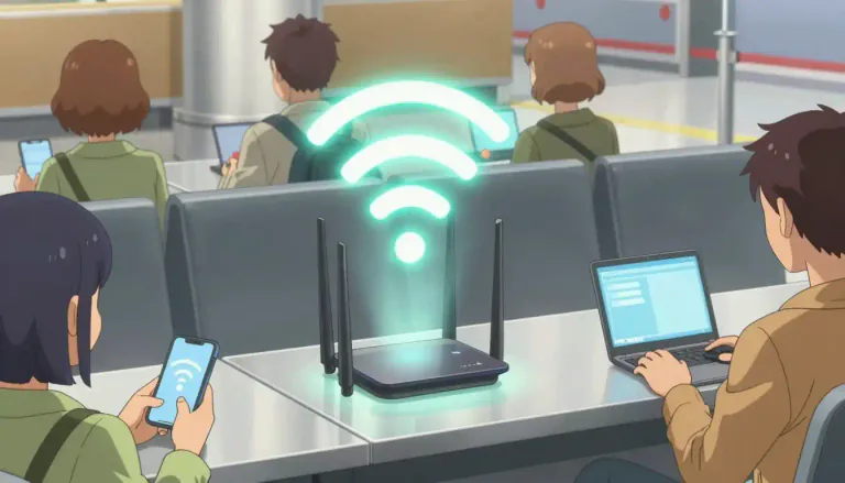 Visual representation of "hotspot" - A physical location that provides internet access, typically through Wi-Fi.