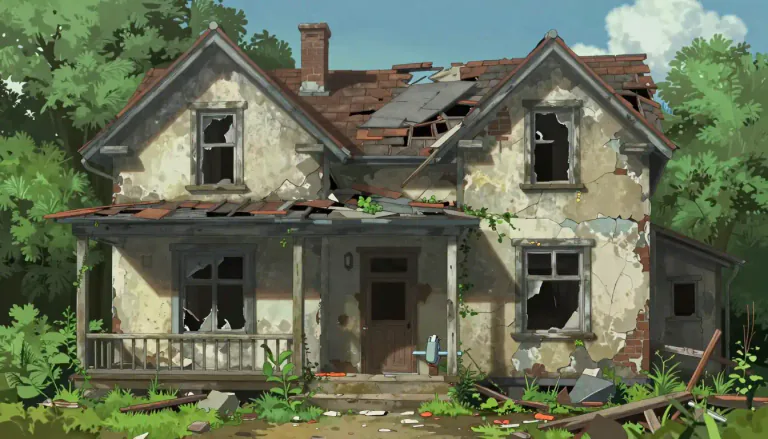 Visual representation of "dilapidation" - The state of something falling or has fallen into disrepair or ruin