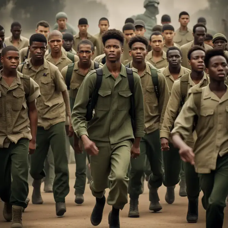 Visual representation of "call up" - To select a person for a military service