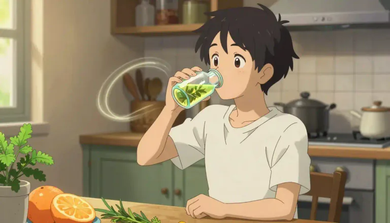Visual representation of "tonic" - A liquid medicine or drink that improves health and gives energy.