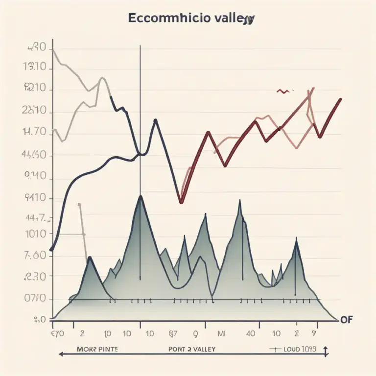 Visual representation of "trough" - A low point or point of depression between two high points, especially in economics