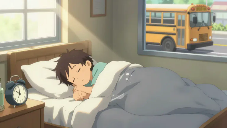 Visual representation of "oversleep" - To sleep longer than intended or needed, often missing an appointment or obligation as a result.