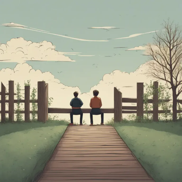 Visual representation of "sit on the fence" - To avoid making a decision or choosing a side