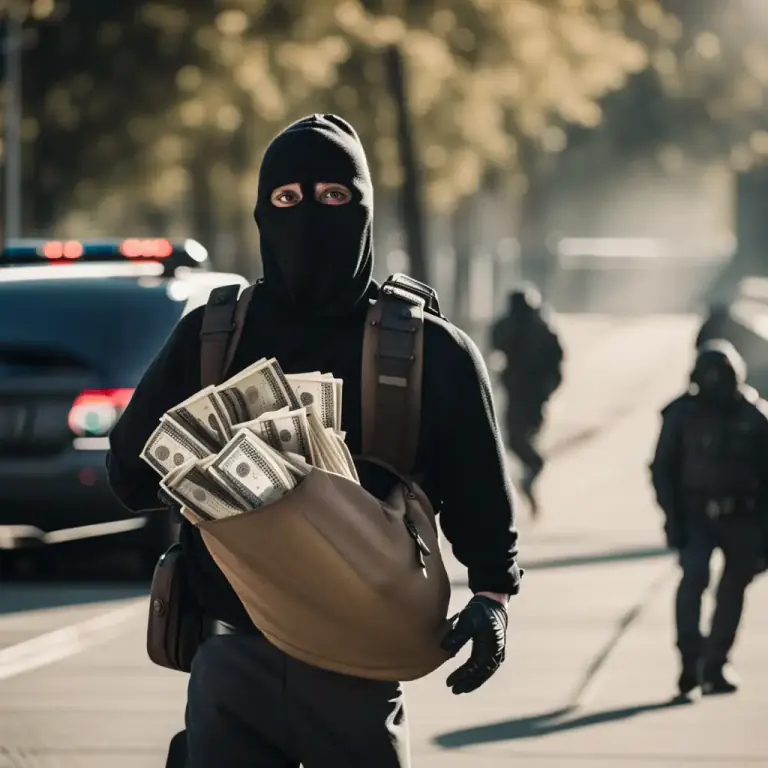 Visual representation of "on the run" - Trying to escape or hide, usually from the police