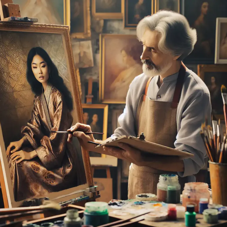 Visual representation of "sit" - To model for an artist or photographer